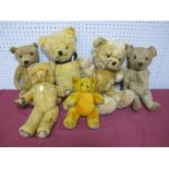 Six Mid XX Century and Later Teddy Bears by Chad Valley and Others, 23-48cm, well loved.