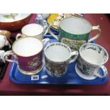 Albion 'Tyke' Pottery Mug, four XIX Century pottery mugs (with faults):- One Tray