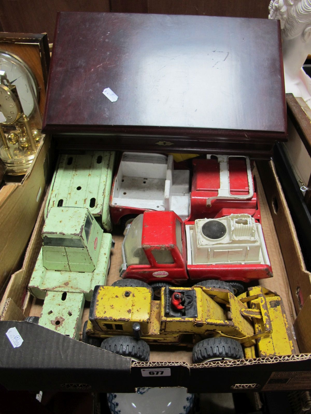 Tonka Tinplate Model Vehicles:- One Box and a jewellery box