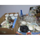 A Mini Cocotte Pan, Johnson Bro teawares, storage jars, tureens, glassware, etc.