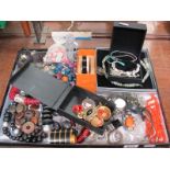 Assorted Costume Jewellery, including beads, wristwatches, pearl bracelet, brooches, etc.