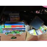 A Leather Bound Vanity Case, quantity of books, including children's pop-ups, football