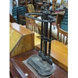 A Victorian Cast Iron Umbrella/Stick Stand, in the Gothic manner with lancet arch and Fleur De Lys