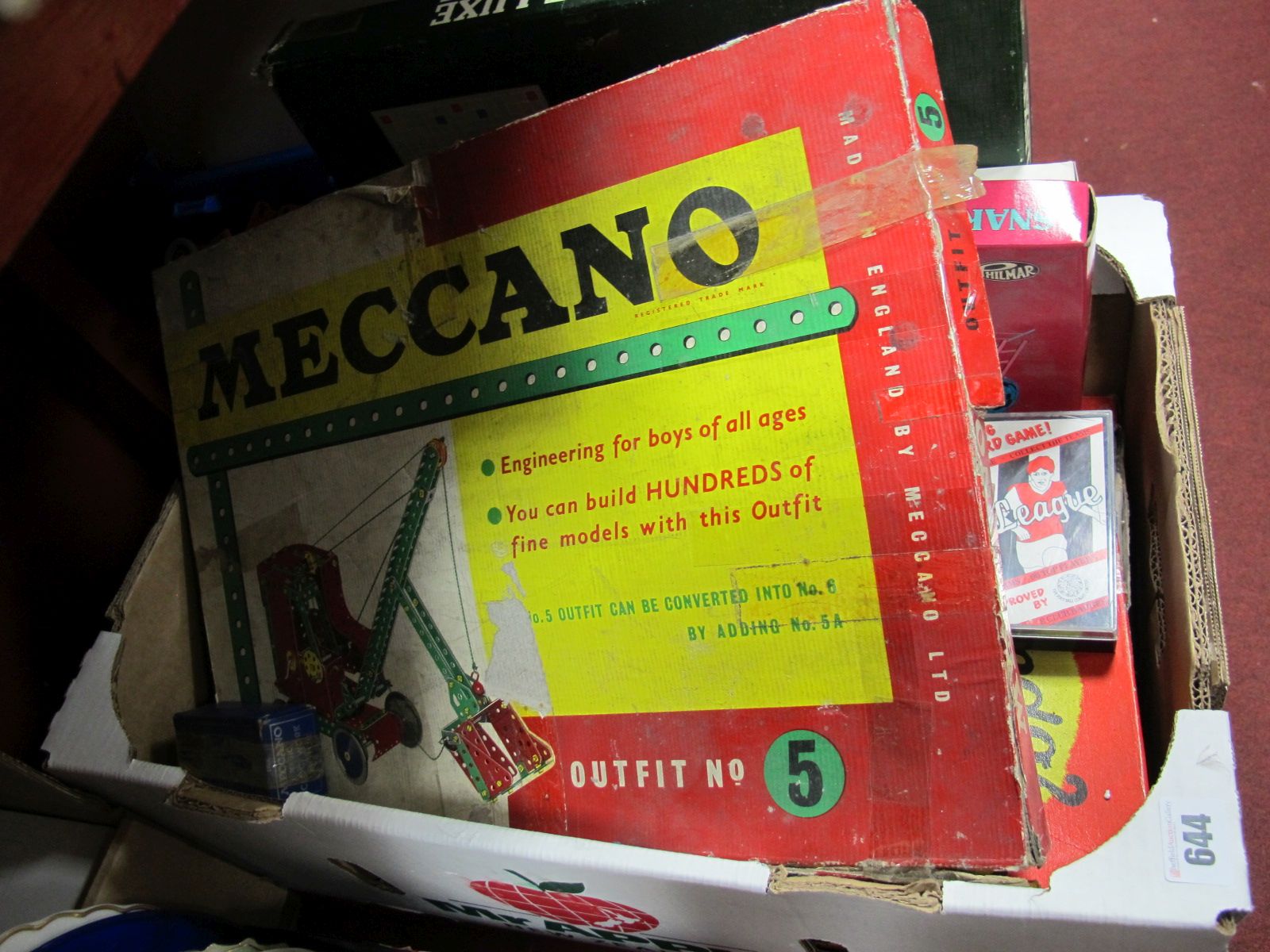 Meccano Outfit No. 5, Scrabble, Ludo, Monopoly, etc:- One Box
