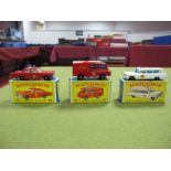 Three Regular Wheel Matchbox 1-75's, including No. 59 Fire Chief Car, No. 57 Land Rover Fire