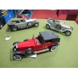 Three Franklin Mint Highly Detailed Diecast 1:24th Scale Rolls Royce Model Cars, 1929 Phantom I