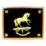 A Late XIX Century American Framed Gilt Metal Plaque of the Circus Horse "Black Eagle", the