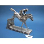 A Hallmarked Silver (Filled) Model of a Racehorse and Jockey, Camelot Silverware, Sheffield 2003,