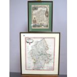 MORDEN (Robt.) Staffordshire, a hand coloured engraved map, framed and glazed, 42 x 36cm; Another, A