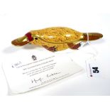 A Royal Crown Derby Porcelain Paperweight Modelled as a Duck Billed Platypus, a signature edition