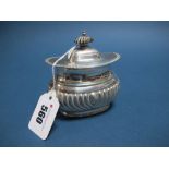 A Hallmarked Silver Lidded Sugar Bowl, GH, London 1910, of semi reeded form, with hinged cover,