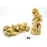 A Late XIX Century Japanese Carved Ivory Okimono, in the form of a rat and six young rats, playing