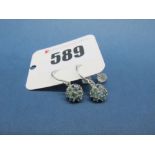 A Pair of 9ct White Gold Alexandrite Set Cluster Earrings, each of flowerhead design, claw set, on