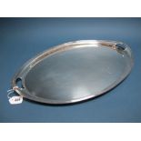 A Hallmarked Silver Twin Handled Tray, Elkington & Co, Birmingham 1919, of plain oval form with