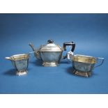 A Hallmarked Silver Three Piece Tea Set, Elkington & Co, Birmingham 1937, each of plain