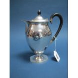 A Hallmarked Silver Coffee Pot, JR, Sheffield 1920, of plain tapering form, on shaped spreading