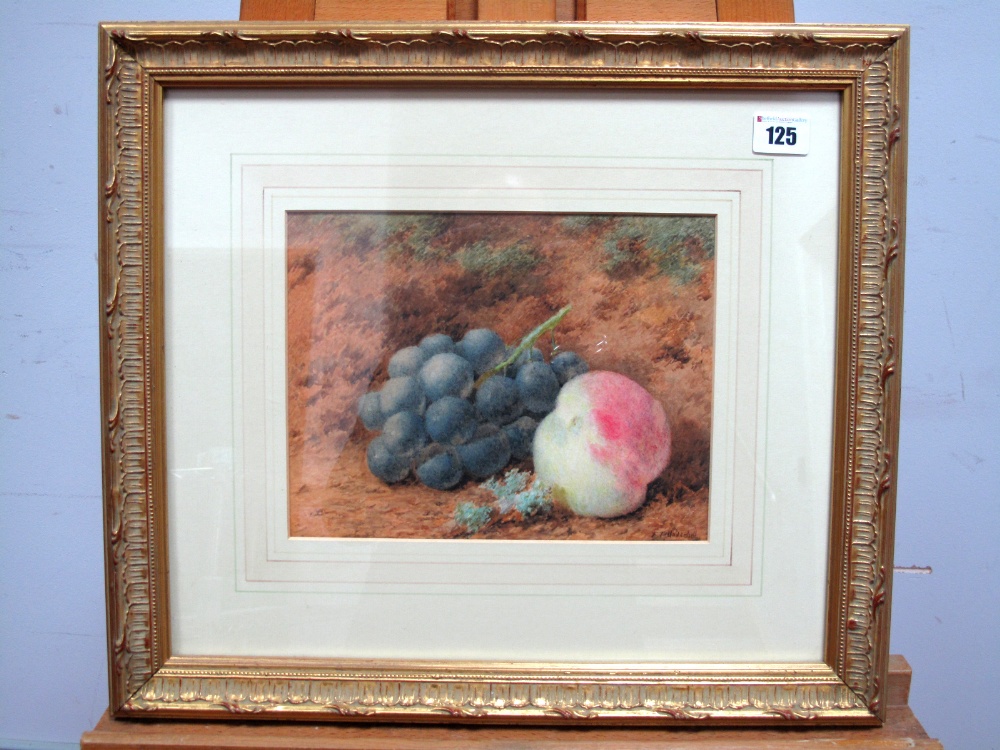 FREDERICK THOMAS UNDERHILL (Fl. 1848-1870) Still Life of Black Grapes and Peaches, watercolour,