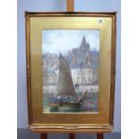 •JOHN ERNEST AITKEN (1881-1957) (ARR) Scottish East Coast Harbour with Fishing Boats, watercolour,