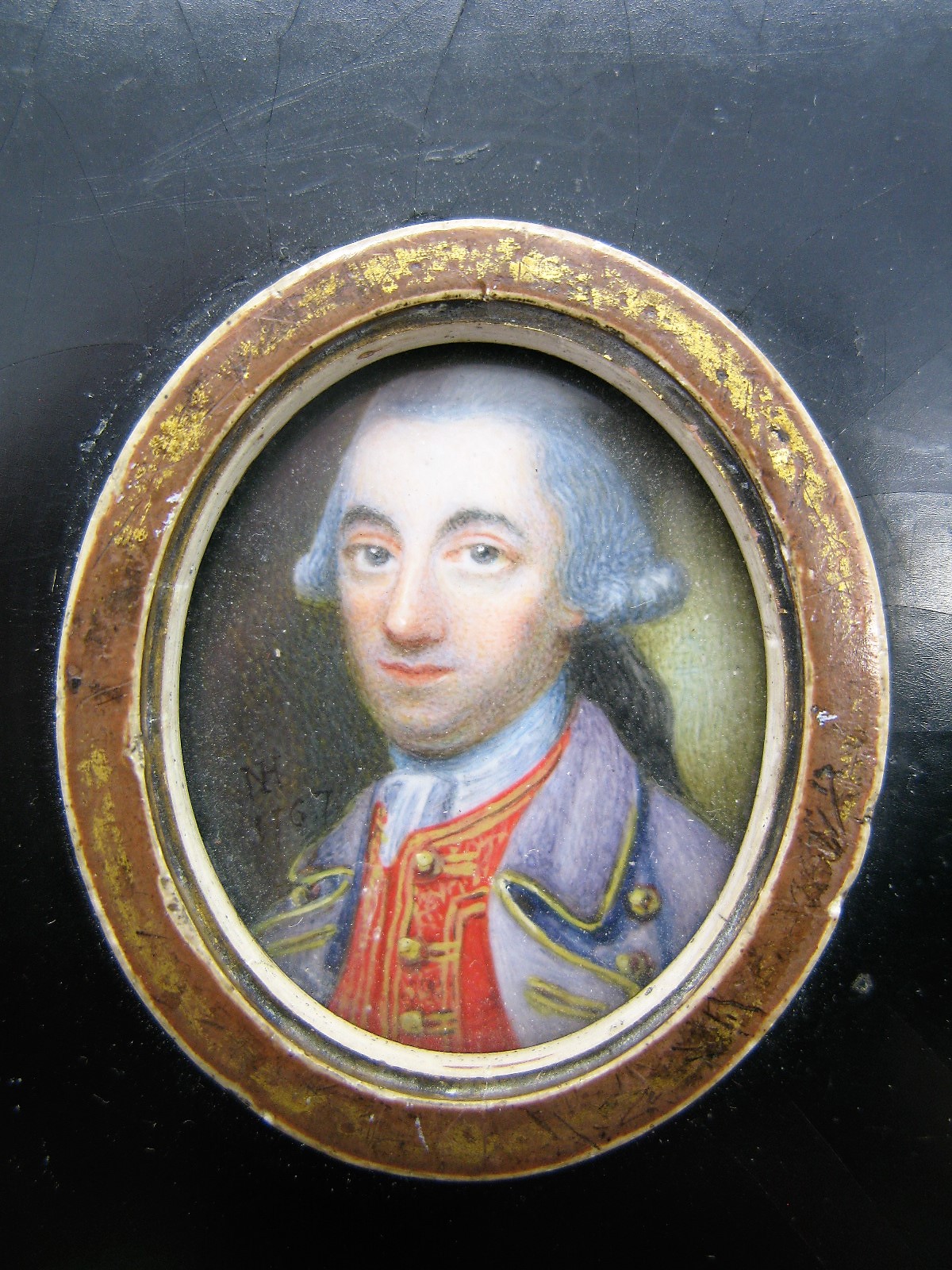 NATHANIEL HONE R.A. (1718-1784) Portrait Miniature of a gentleman, with powdered hair, wearing a - Image 4 of 4