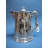 An Aesthetic Plated Pitcher, of tapering cylindrical form detailed with birds, bamboo and foliage,