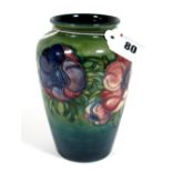A Moorcroft Pottery Vase, of tapered baluster form, painted in the Anemone pattern with pink and
