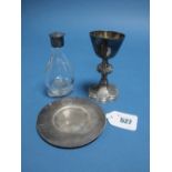 A Small Hallmarked Silver Communion Chalice and Paten, FE, London 1888, chalice 10.9cm high, paten