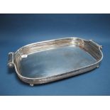 A Large Plated Twin Handled Tray, with pierced gallery and gadrooned edge, twin cylindrical handles,