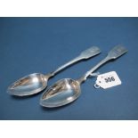 A Pair of Hallmarked Silver Fiddle Pattern Table Spoons, Thomas Wallis & Jonathan Hayne, London