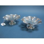 A Pair of Hallmarked Silver Bonbon Dishes, EV, Sheffield 1933, each of shaped circular form with