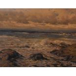 *Richard Forsyth (Scottish 1930-1997) 'Breaking Waves at Sunset' Pastel, signed lower left,