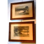 Francis S Walker (Irish 1848-1916) 'Ashestiel-On-Tweed' & 'Ellisland' Pair of etchings,