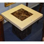 A contemporary marble top lamp table, of square form, 54cm high x 55.