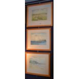 Margaret K Grant (20th Century) 'Seascape', 'Landscape' & 'Fidra' Three watercolours,