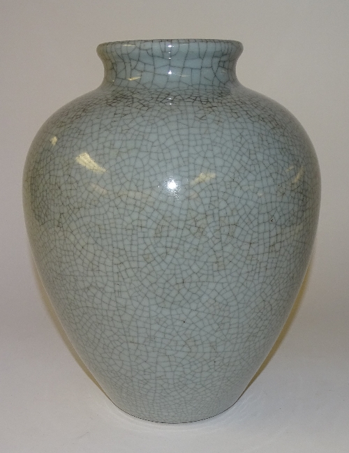 A Chinese crackle glaze ovoid vase, with Chien Lung marks to base, - Image 2 of 5