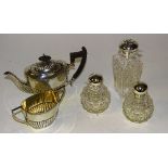 A pair of Victorian crystal silver topped scent bottles,