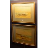 B Davis (20th Century) 'Seascapes' Pair of watercolours, signed lower right, 26 x 38cm,