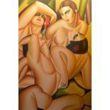 *After Tamara De Lempicka (Polish 1898-1980) 'Female Nudes' Oil on canvas, unsigned,