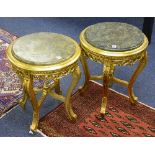 A pair of Victorian style gilt painted circular occasional tables,