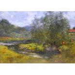 George Davidson (Scottish 1872-1910) 'River Landscape' Oil on board,