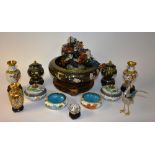 A collection of 20th century Chinese cloisonne, to include large bowl on stand,