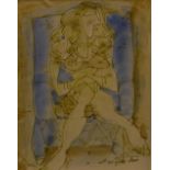Unknown Artist (Contemporary) 'Nude Woman' Watercolour, indistinctly signed and dated 2000,