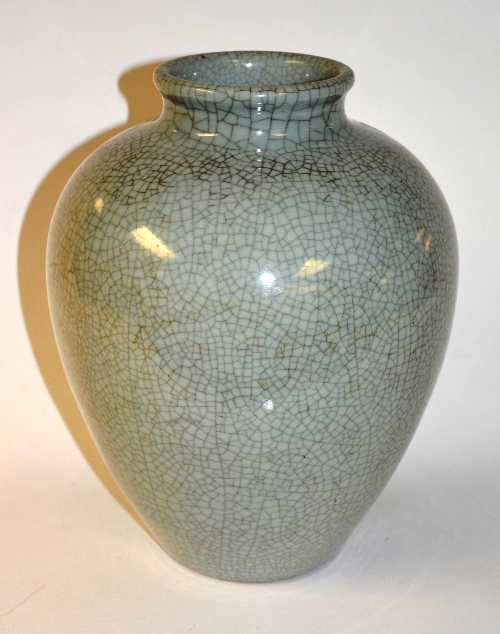 A Chinese crackle glaze ovoid vase, with Chien Lung marks to base,