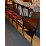 A set of four vintage parlour chairs, 95cm high, also with an Edwardian drop leaf corner table,