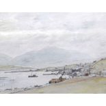 T Train (20th Century) 'Scottish Coastal Town Landscape' Watercolour, signed lower right,