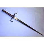 A reproduction Scottish steel broad sword, with acorn pommel,