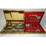 An oak canteen of plated cutlery, for six place settings,