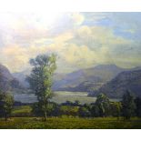 Unknown Artist (20th Century) 'Hillside Lake in Summer' Oil on canvas, unsigned,