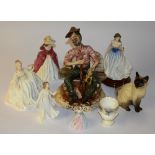 A small quantity of Royal Doulton and Coalport porcelain figures,