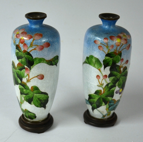 A pair of Oriental cloisonne vases,