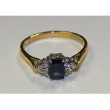 An 18ct gold sapphire and diamond ring,